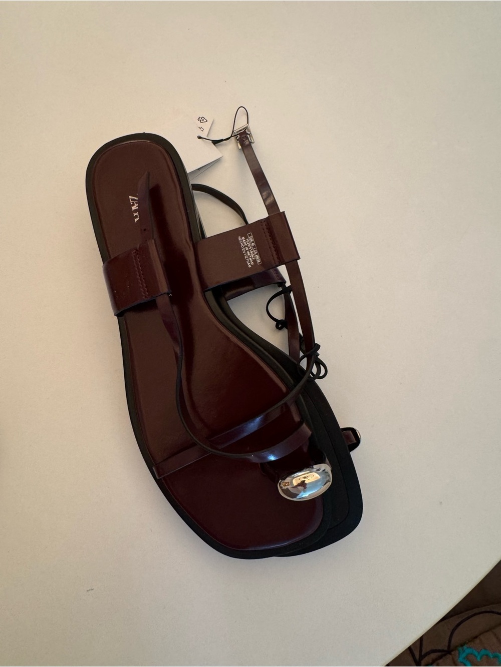 Zara Dark Brown Leather Strappy Men's Sandals with Metallic Accent